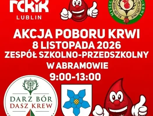 Abramów zaprasza na akcję poboru krwi – 8 listopada oddaj krew i uratuj życie
