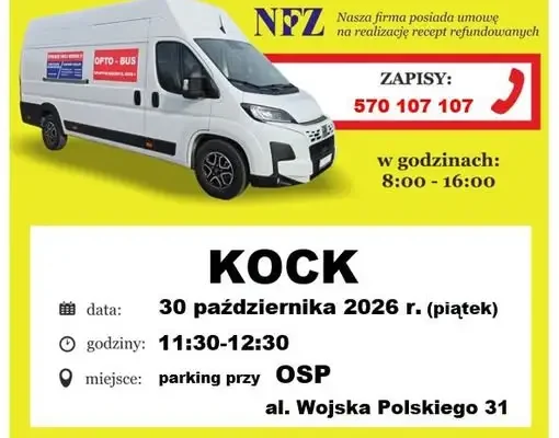 Bezpłatne badanie wzroku w Kocku – Opto-Bus zaprasza 30 października