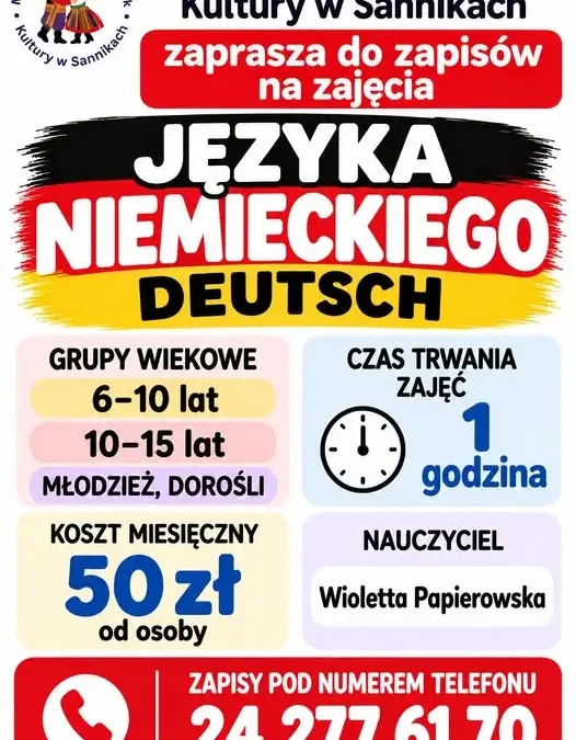 Zapisy na kurs języka niemieckiego w Sannikach – dla dzieci, młodzieży i dorosłych