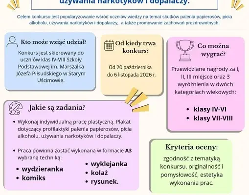Konkurs na plakat o profilaktyce uzależnień w Starym Uścimowie