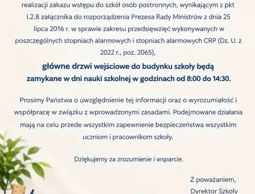 Szkoła w Kocku zamyka drzwi wejściowe w godzinach lekcyjnych