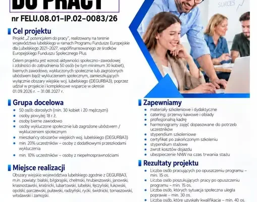 „Z potencjałem do pracy” – nowy projekt aktywizacji zawodowej na Lubelszczyźnie