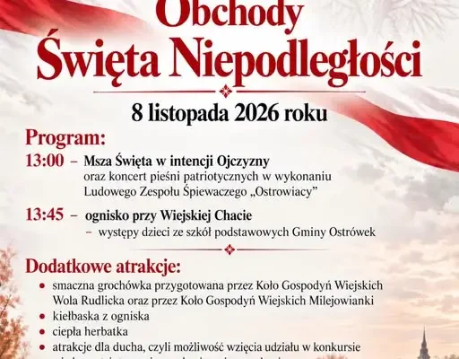 Święto Niepodległości w Gminie Ostrówek – msza, koncert i ognisko