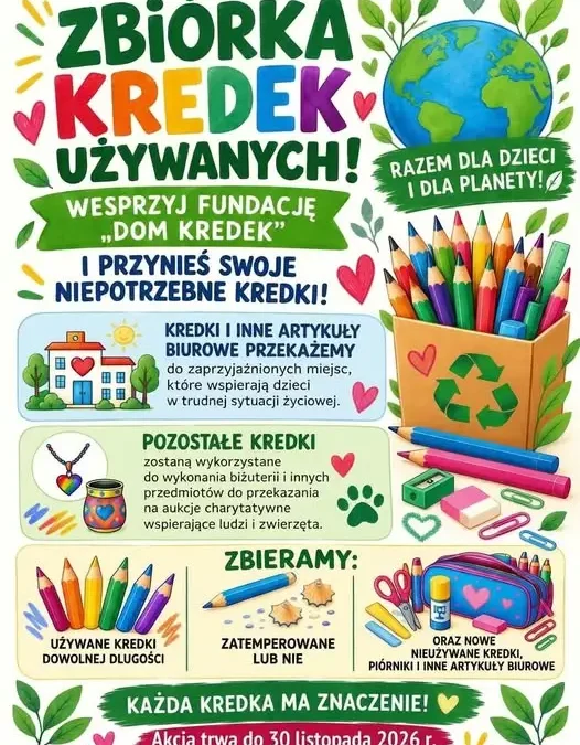Zbiórka używanych kredek – wspólna akcja dla dzieci i planety